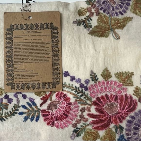 Clever Carriage Company Wool & Rayon Embroidered Wrap - Picture 3 of 4